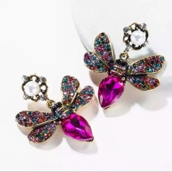 Anthropologie Jewelry - Bee Earrings jewel honeybee pearls dangle drop boho bohemian